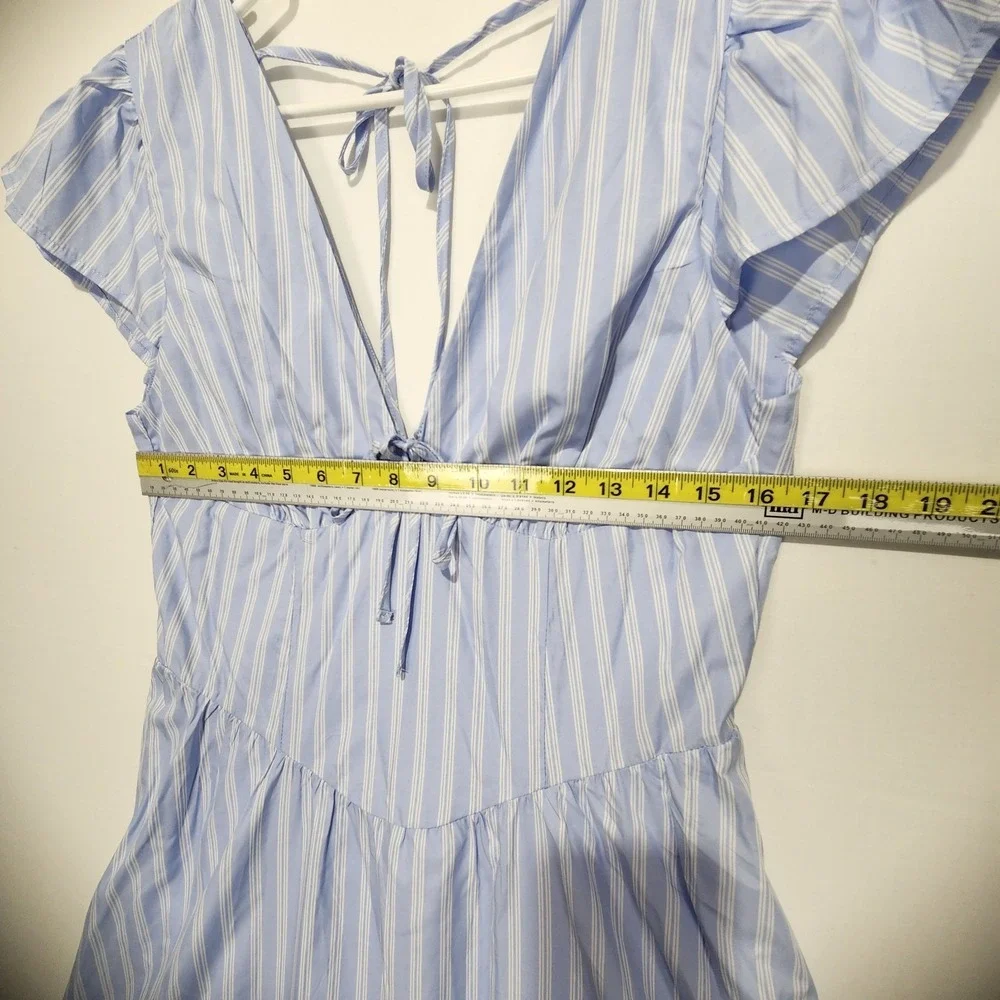 Gianni Bini Women's Striped Preppy Maxi Dress White/Blue Size‎ L